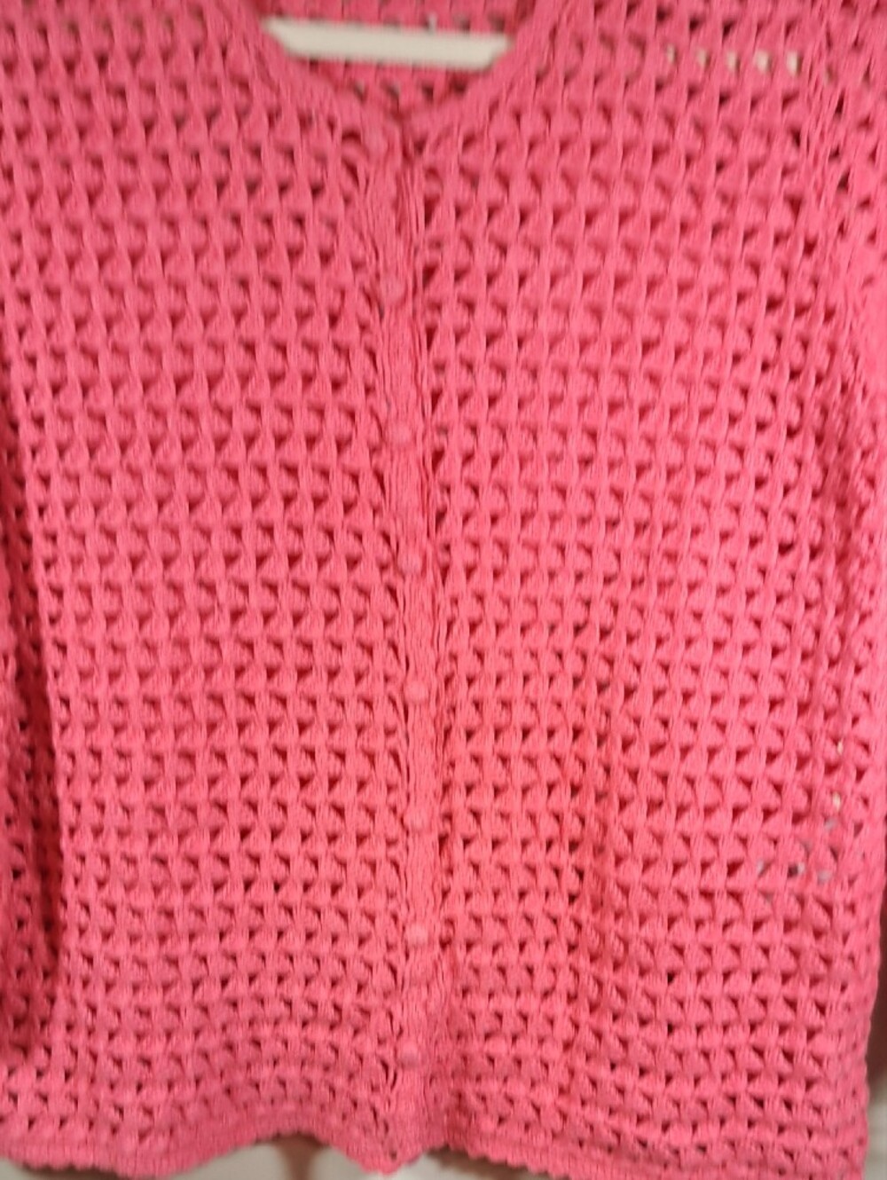 Casual Corner Coral Pink Crochet Cardigan - Picture 3 of 8